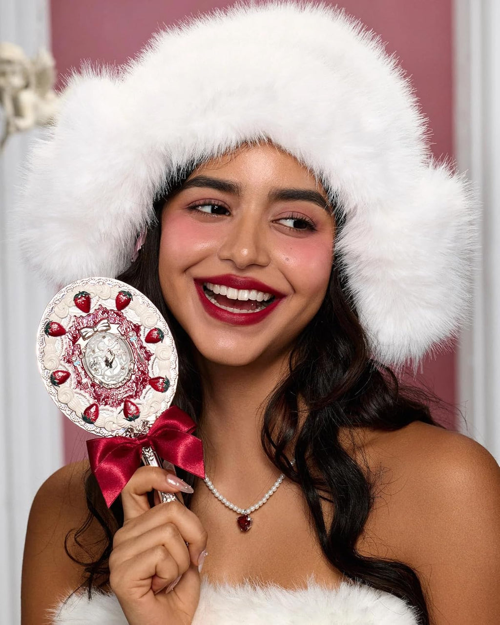 Flowerknows Strawberry Cupid Hand Mirror - Red Velvet